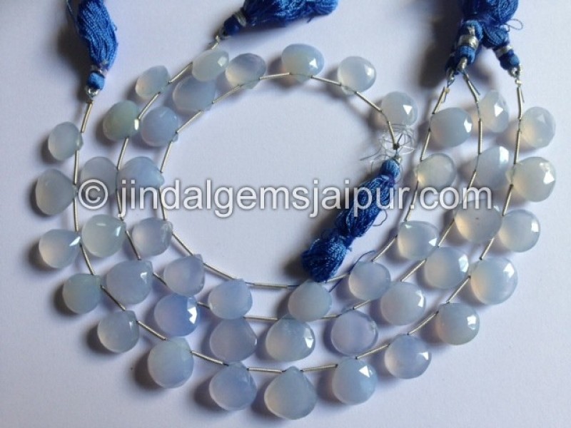 Natural Blue Chalcedony Faceted Heart Shape Beads